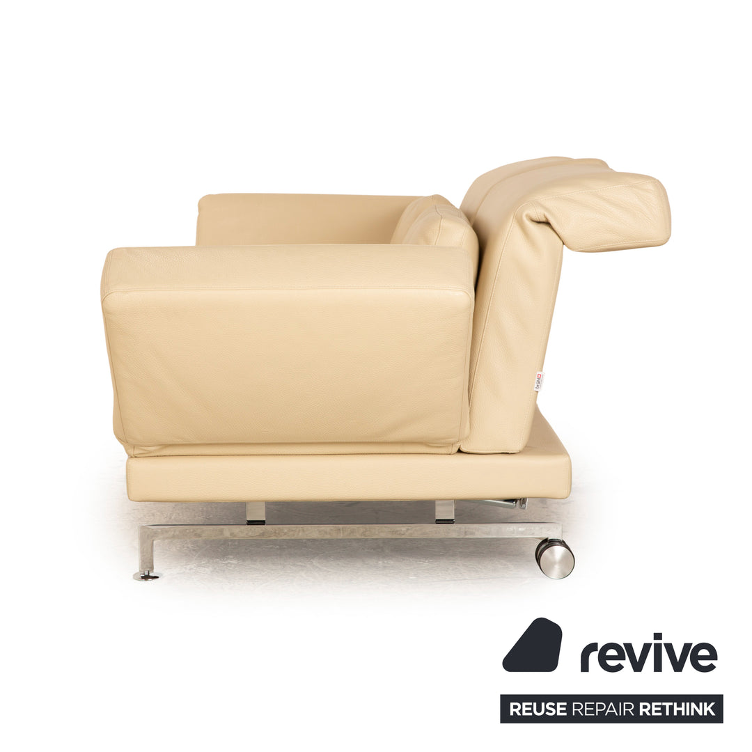 Brühl Moule Leder Zweisitzer Beige manuelle Funktion Sofa Couch Schlaffunktion