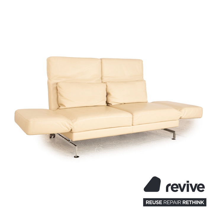 Brühl Moule Leder Zweisitzer Beige manuelle Funktion Sofa Couch Schlaffunktion