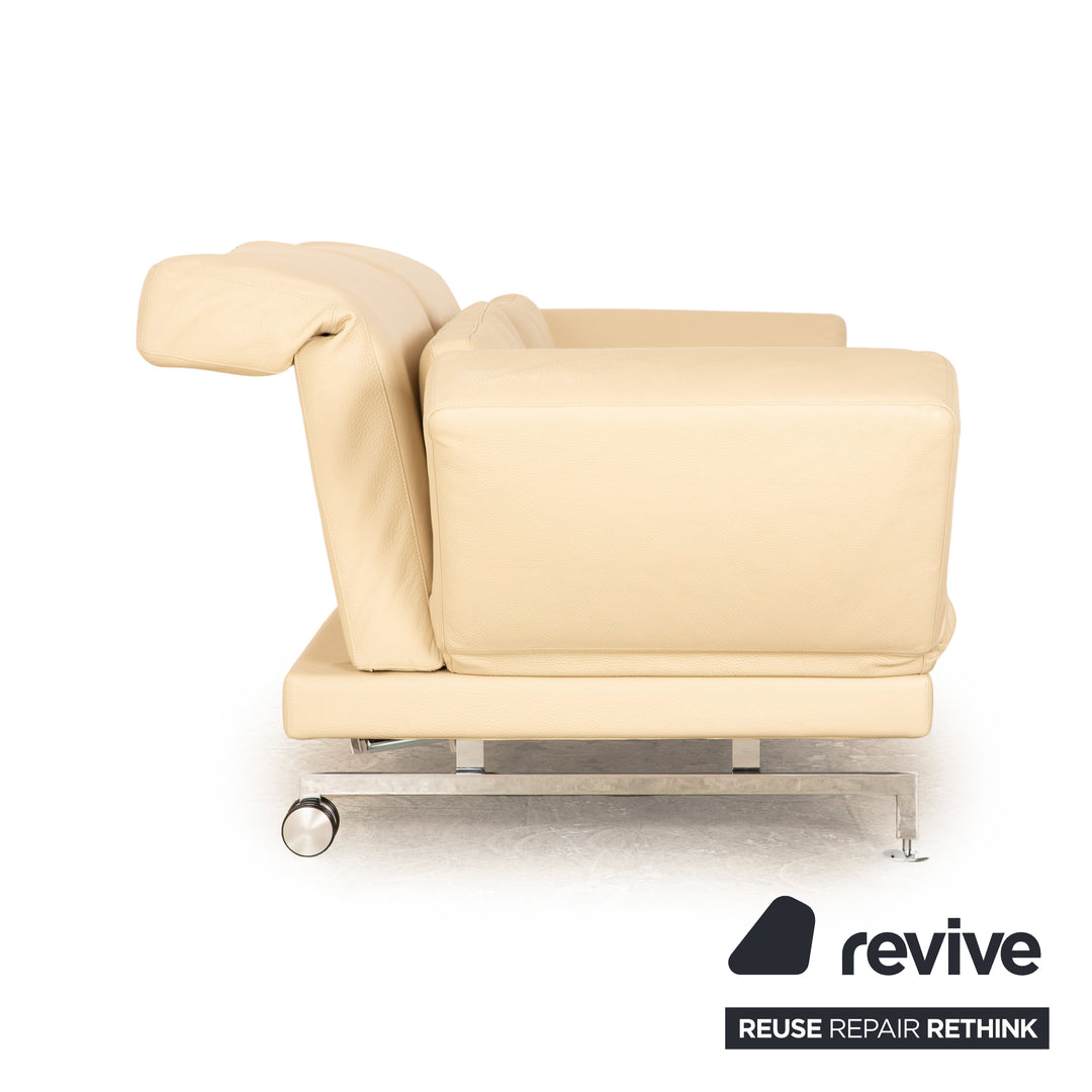 Brühl Moule Leder Zweisitzer Beige manuelle Funktion Sofa Couch Schlaffunktion
