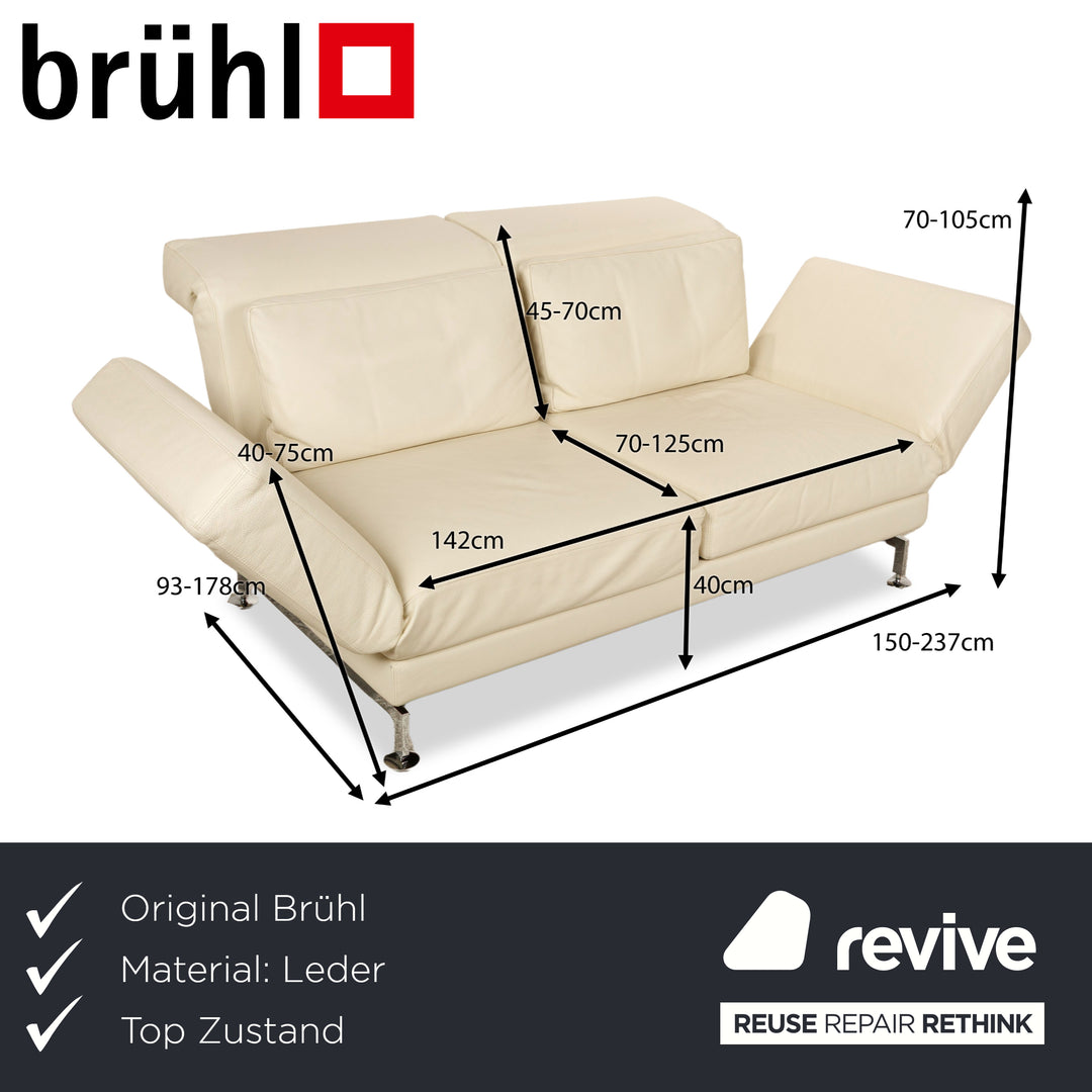 Brühl Moule Leder Zweisitzer Creme manuelle Funktion Relaxfunktion Sofa Couch