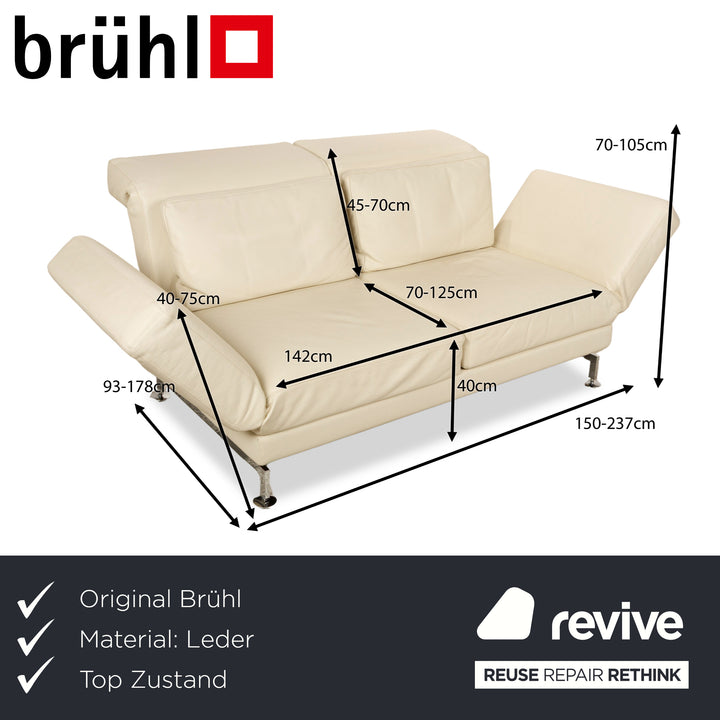 Brühl Moule Leder Zweisitzer Creme manuelle Funktion Relaxfunktion Sofa Couch