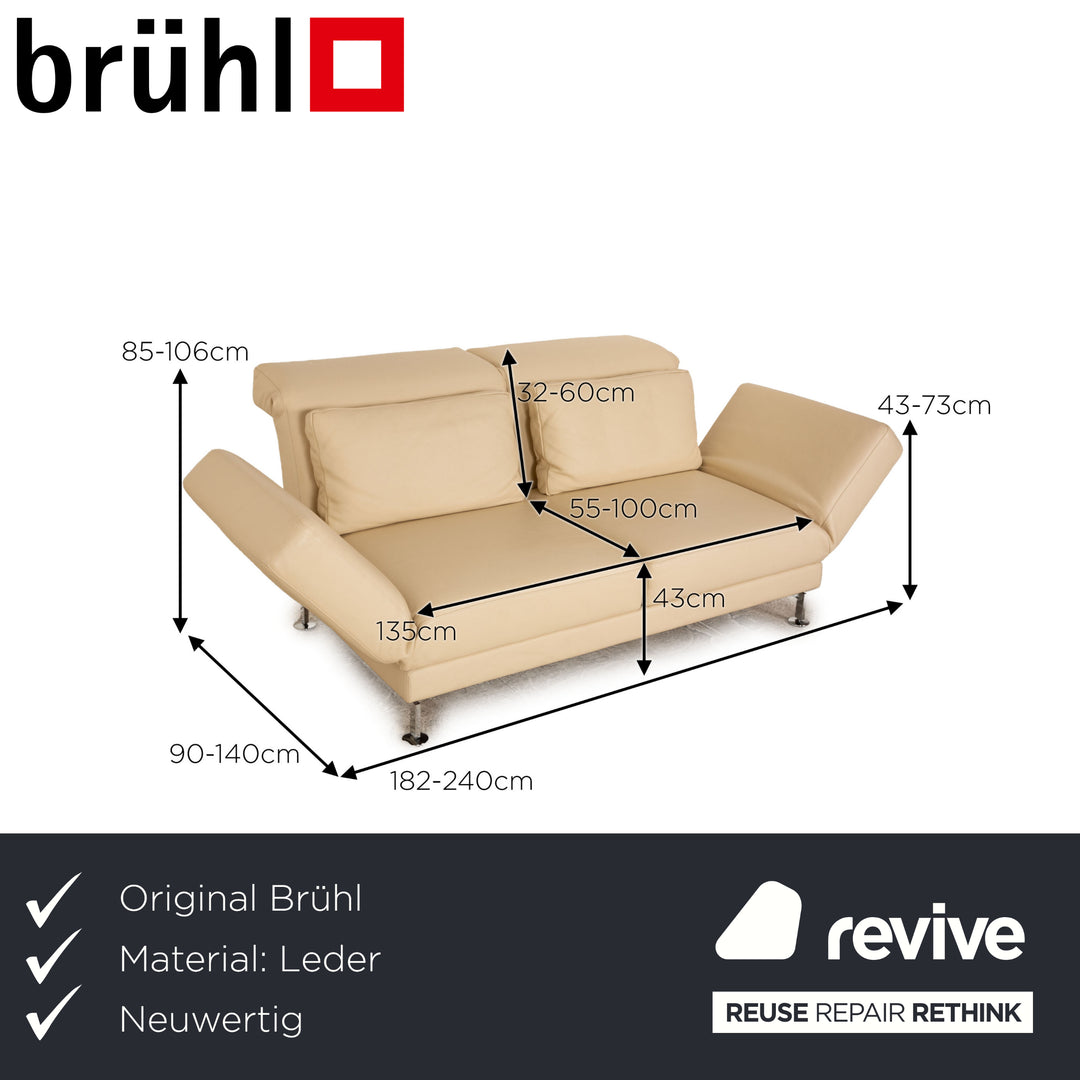 Brühl Moule Leder Zweisitzer Creme manuelle Funktion Sofa Couch