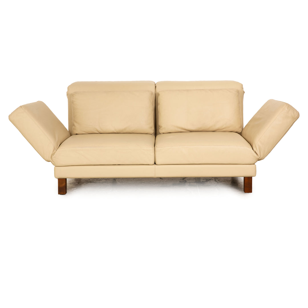 Brühl Moule Leder Zweisitzer Creme Sofa Couch manuelle Funktion Schlaffunktion Schlafsofa