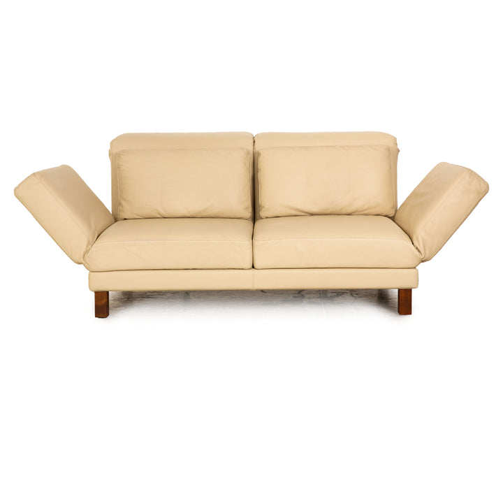 Brühl Moule Leder Zweisitzer Creme Sofa Couch manuelle Funktion Schlaffunktion Schlafsofa