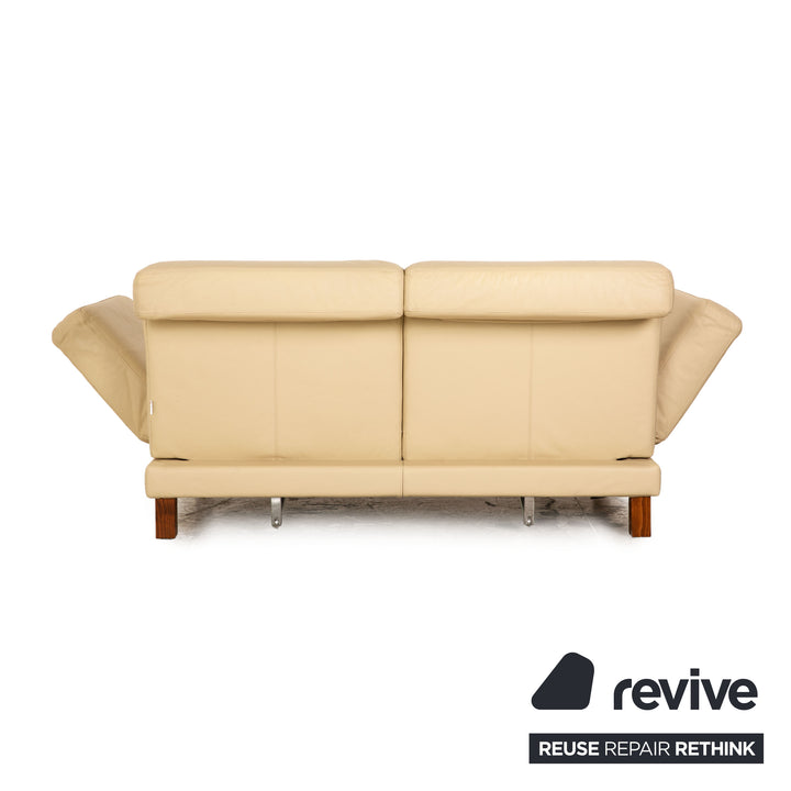 Brühl Moule Leder Zweisitzer Creme Sofa Couch manuelle Funktion Schlaffunktion Schlafsofa