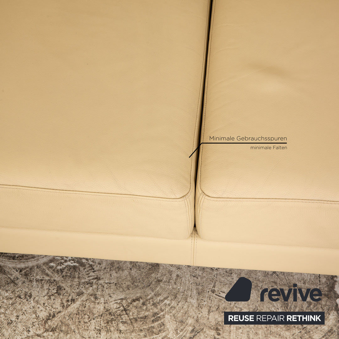 Brühl Moule Leder Zweisitzer Creme Sofa Couch manuelle Funktion Schlaffunktion Schlafsofa