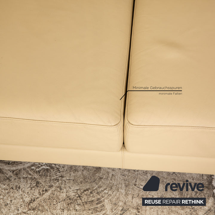 Brühl Moule Leder Zweisitzer Creme Sofa Couch manuelle Funktion Schlaffunktion Schlafsofa