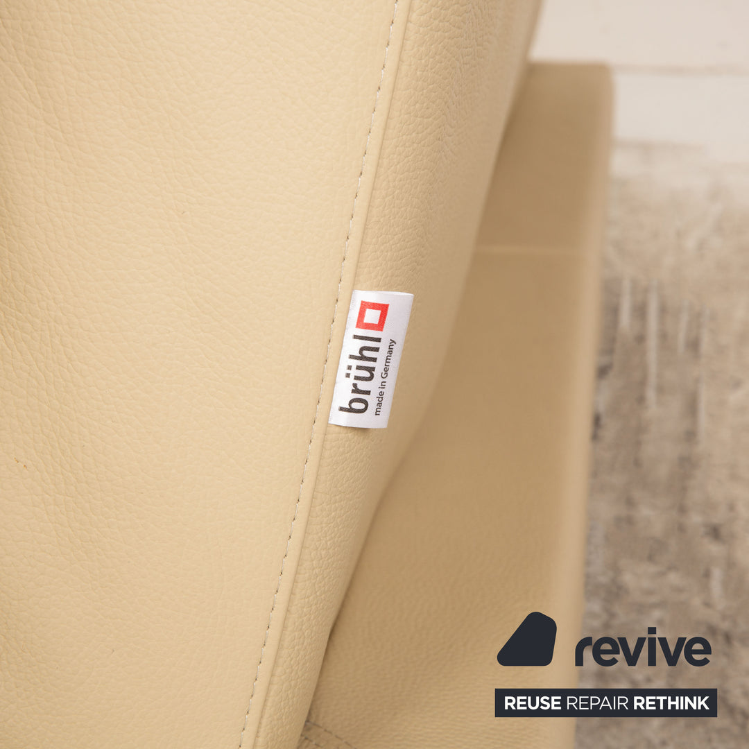 Brühl Moule Leder Zweisitzer Creme Sofa Couch manuelle Funktion Schlaffunktion Schlafsofa