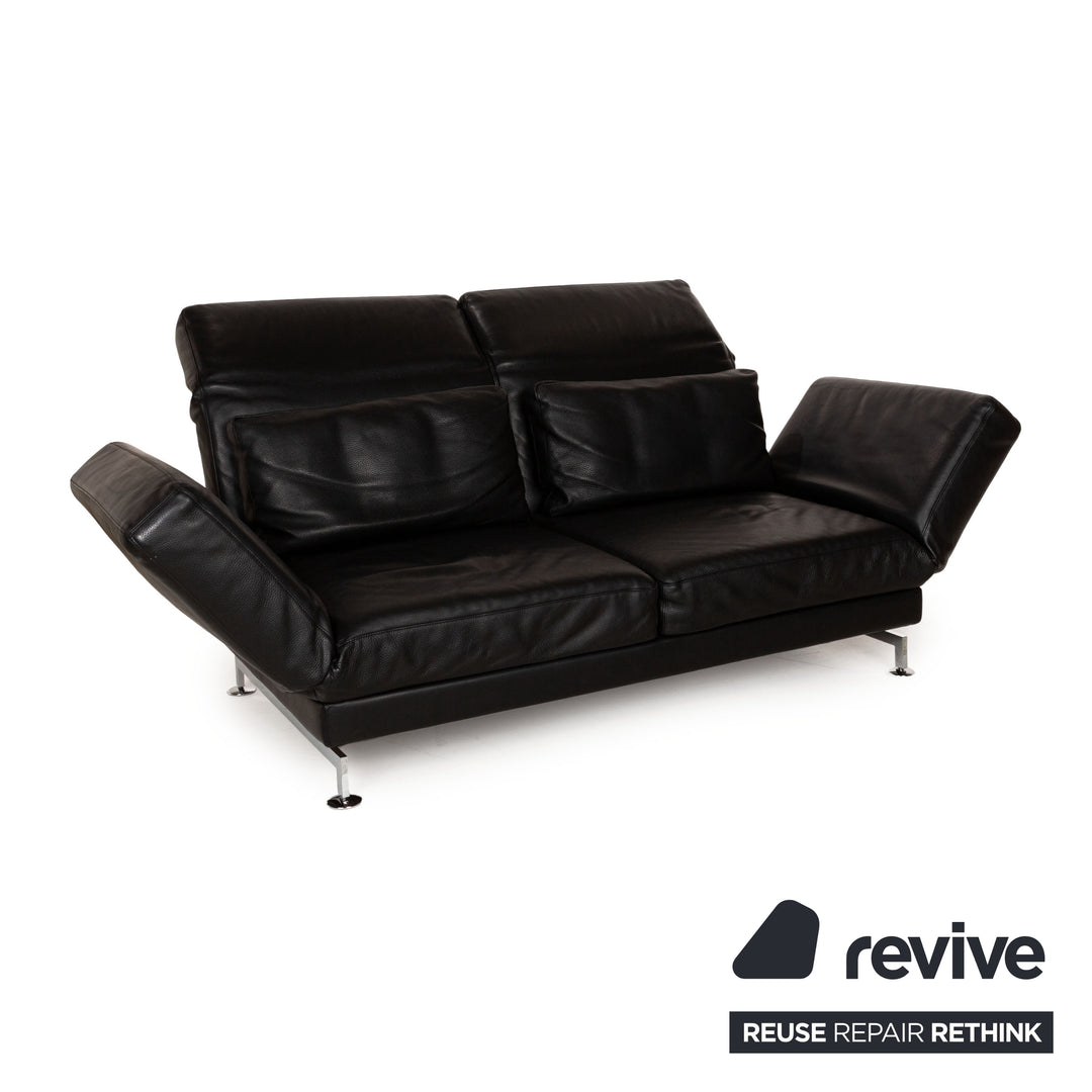 Brühl Moule Leder Zweisitzer Schwarz manuelle Funktion Sofa Couch