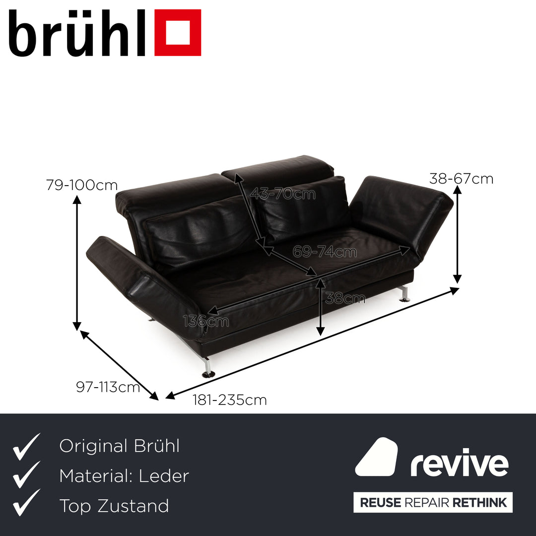 Brühl Moule Leder Zweisitzer Schwarz manuelle Funktion Sofa Couch
