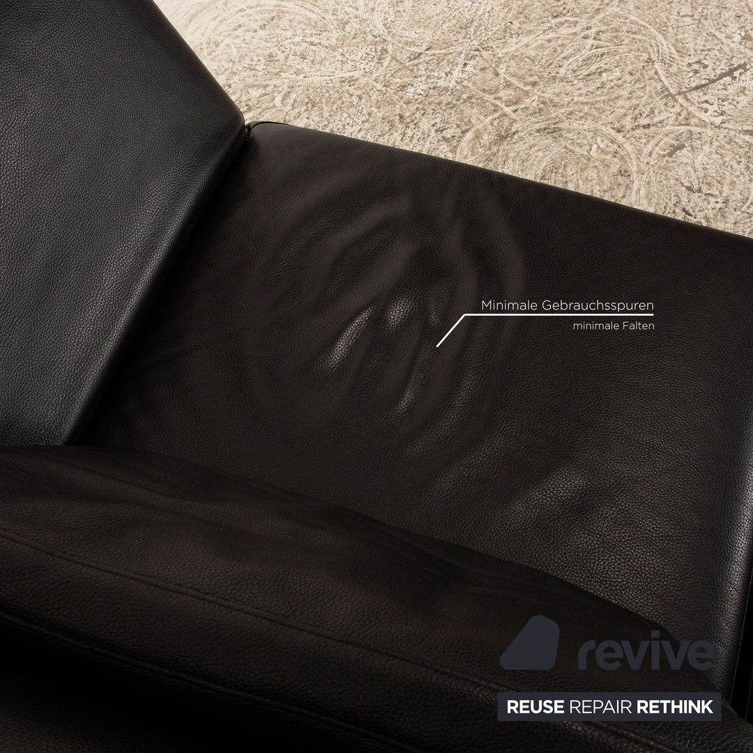 Brühl Moule Leder Zweisitzer Schwarz Sofa Couch manuelle Funktion Schlaffunktion