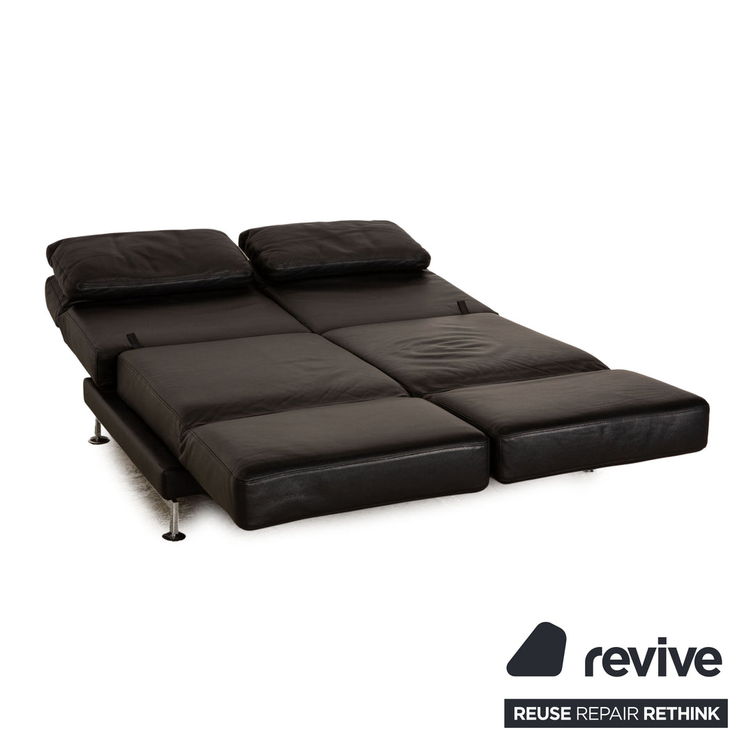 Brühl Moule Leder Zweisitzer Schwarz Sofa Couch manuelle Funktion Schlaffunktion