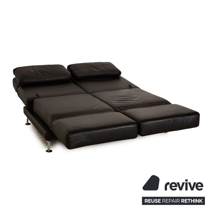Brühl Moule Leder Zweisitzer Schwarz Sofa Couch manuelle Funktion Schlaffunktion