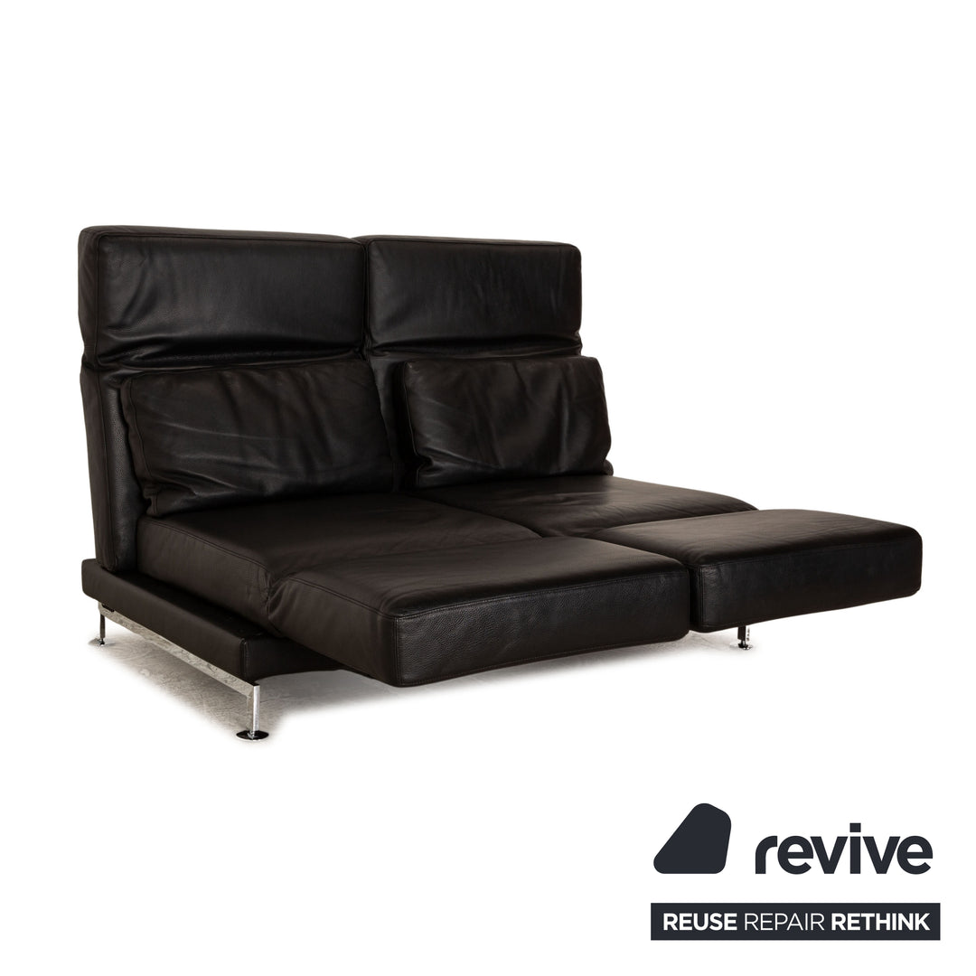 Brühl Moule Leder Zweisitzer Schwarz Sofa Couch manuelle Funktion Schlaffunktion