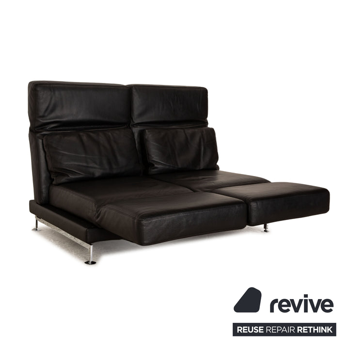Brühl Moule Leder Zweisitzer Schwarz Sofa Couch manuelle Funktion Schlaffunktion