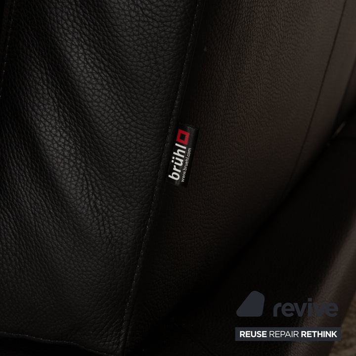 Brühl Moule Leder Zweisitzer Schwarz Sofa Couch manuelle Funktion Schlaffunktion