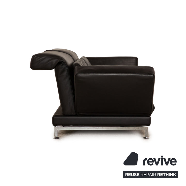 Brühl Moule Leder Zweisitzer Schwarz Sofa Couch manuelle Funktion Schlaffunktion