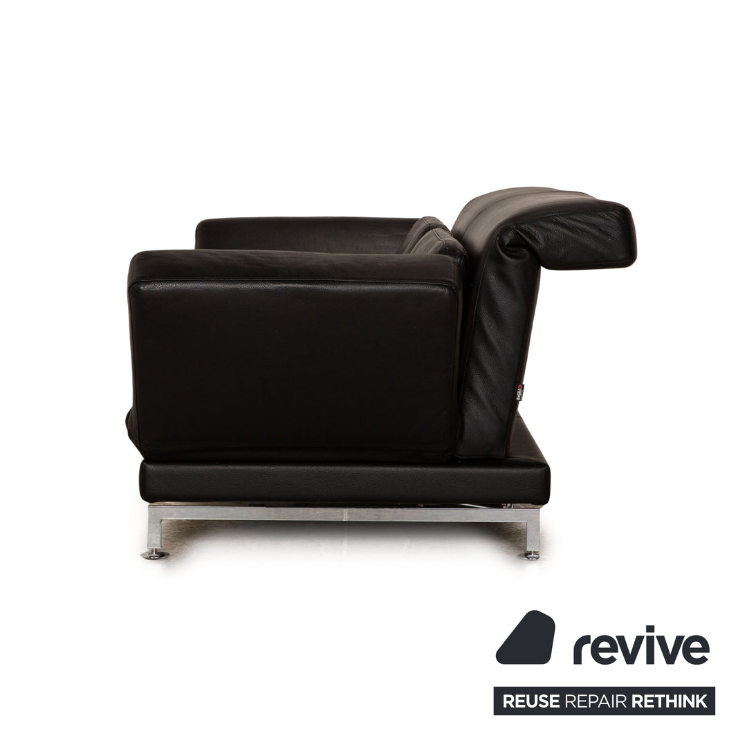 Brühl Moule Leder Zweisitzer Schwarz Sofa Couch manuelle Funktion Schlaffunktion