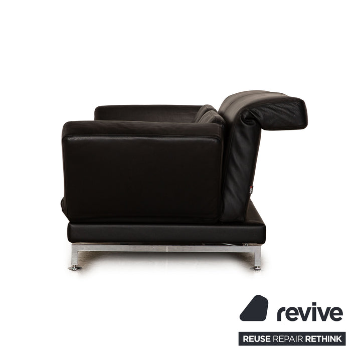 Brühl Moule Leder Zweisitzer Schwarz Sofa Couch manuelle Funktion Schlaffunktion