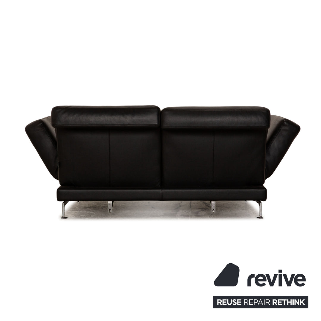 Brühl Moule Leder Zweisitzer Schwarz Sofa Couch manuelle Funktion Schlaffunktion