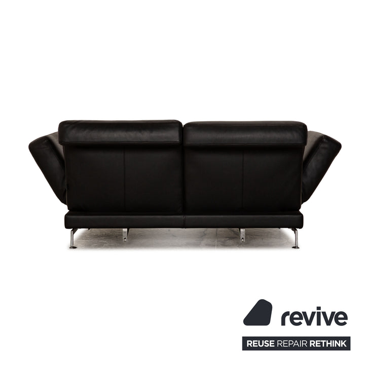Brühl Moule Leder Zweisitzer Schwarz Sofa Couch manuelle Funktion Schlaffunktion