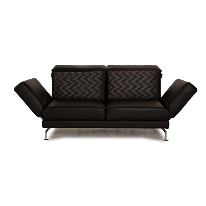 Brühl Moule (medium) Leder Zweisitzer Schwarz Sofa Couch manuelle Schlaffunktion