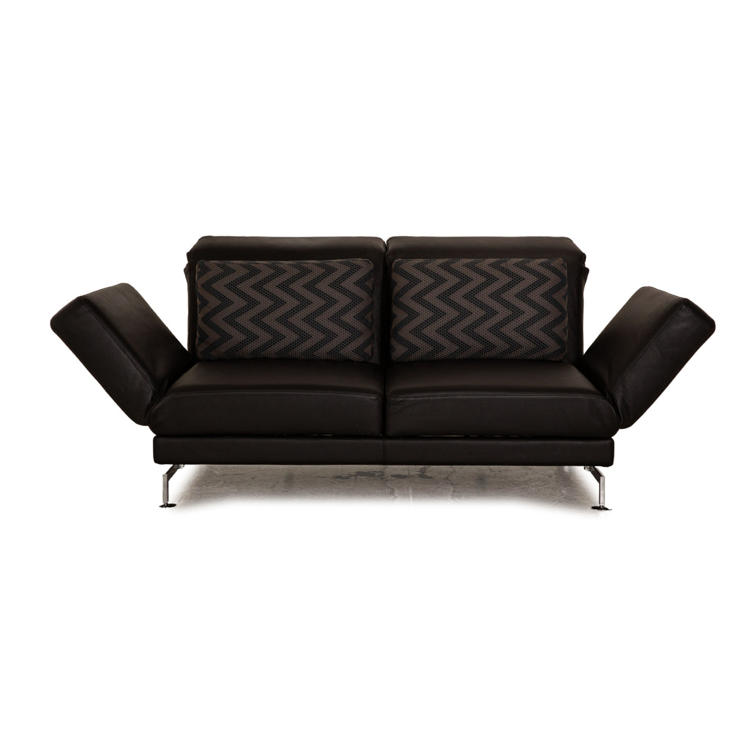 Brühl Moule (medium) Leder Zweisitzer Schwarz Sofa Couch manuelle Schlaffunktion
