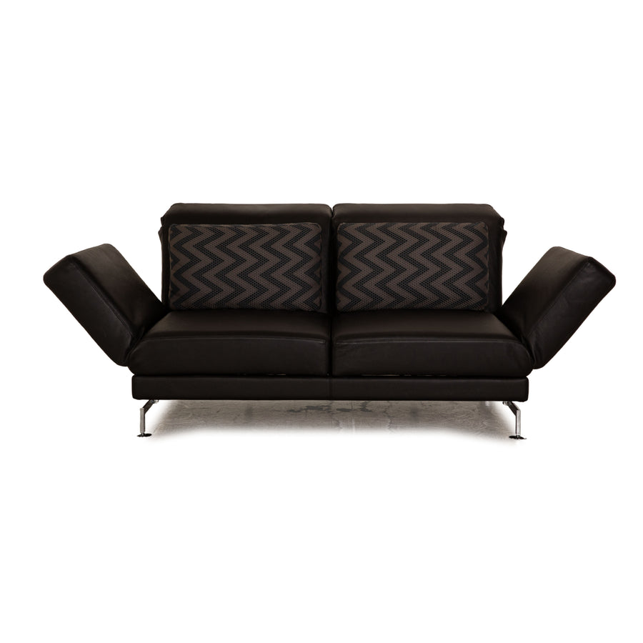 Brühl Moule (medium) Leder Zweisitzer Schwarz Sofa Couch manuelle Schlaffunktion