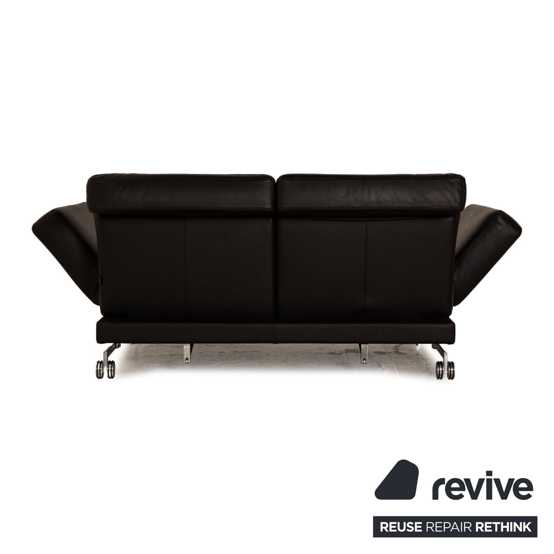 Brühl Moule (medium) Leder Zweisitzer Schwarz Sofa Couch manuelle Schlaffunktion