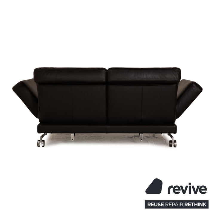 Brühl Moule (medium) Leder Zweisitzer Schwarz Sofa Couch manuelle Schlaffunktion