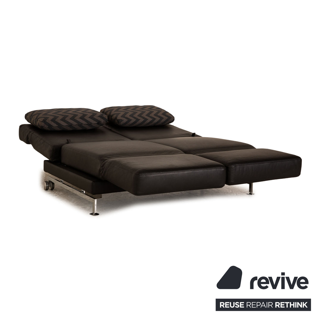 Brühl Moule (medium) Leder Zweisitzer Schwarz Sofa Couch manuelle Schlaffunktion