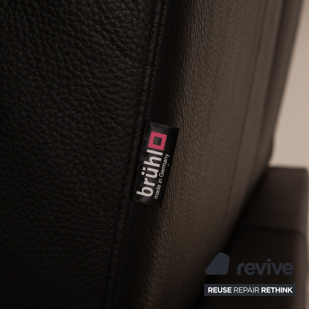 Brühl Moule (medium) Leder Zweisitzer Schwarz Sofa Couch manuelle Schlaffunktion