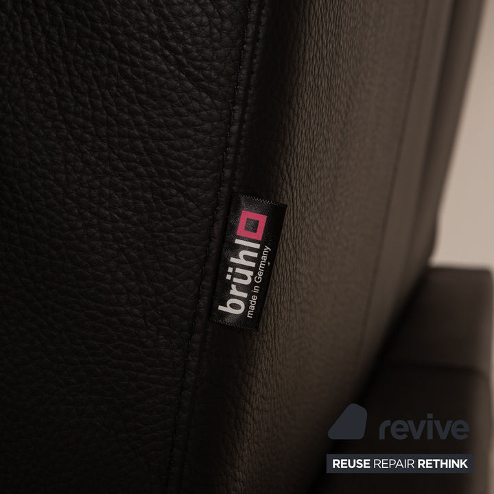 Brühl Moule (medium) Leder Zweisitzer Schwarz Sofa Couch manuelle Schlaffunktion