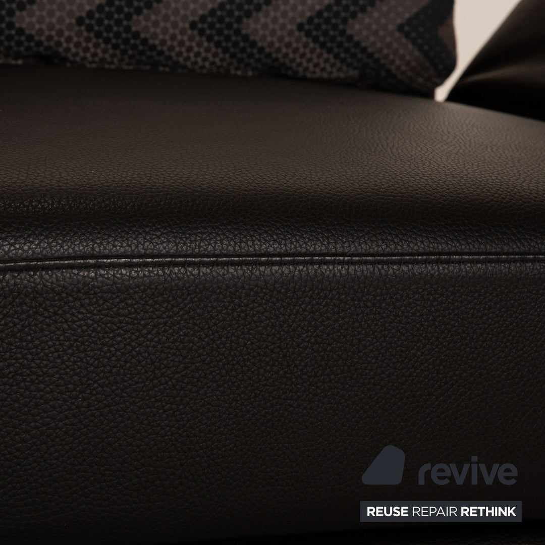 Brühl Moule (medium) Leder Zweisitzer Schwarz Sofa Couch manuelle Schlaffunktion