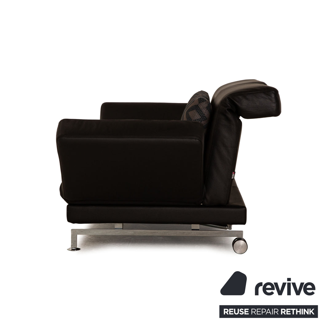 Brühl Moule (medium) Leder Zweisitzer Schwarz Sofa Couch manuelle Schlaffunktion
