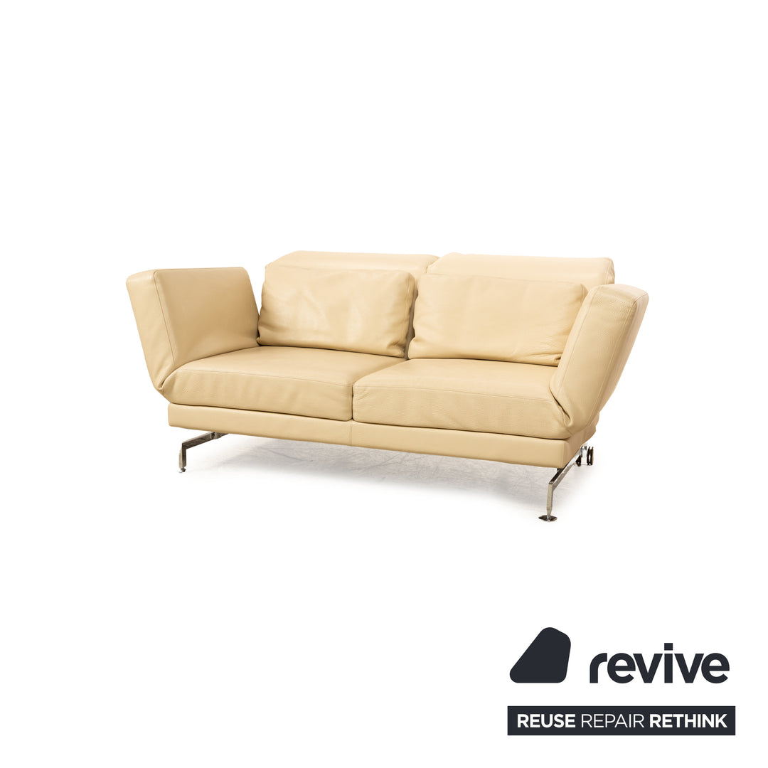 Brühl Moule (medium) Leder Sofa Creme Zweisitzer Relaxfunktion Funktion Couch