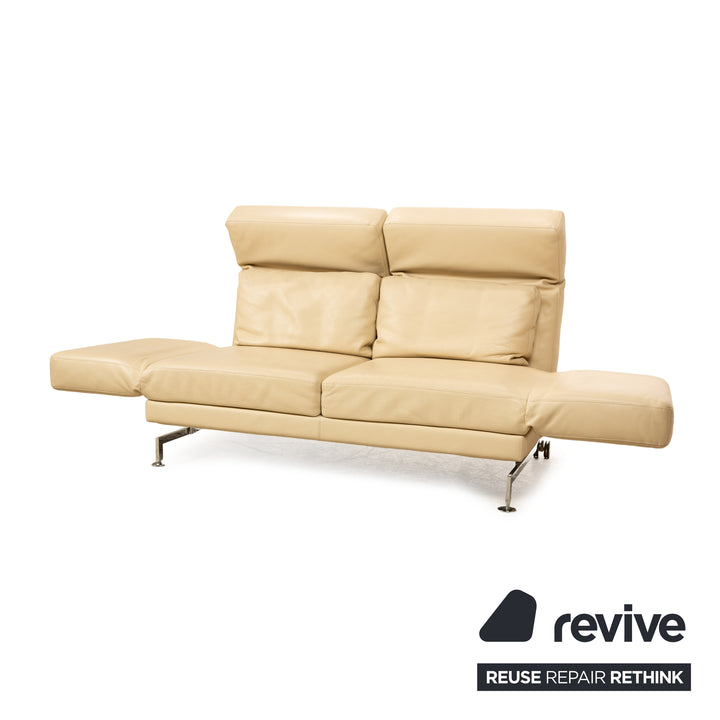 Brühl Moule (medium) Leder Sofa Creme Zweisitzer Relaxfunktion Funktion Couch