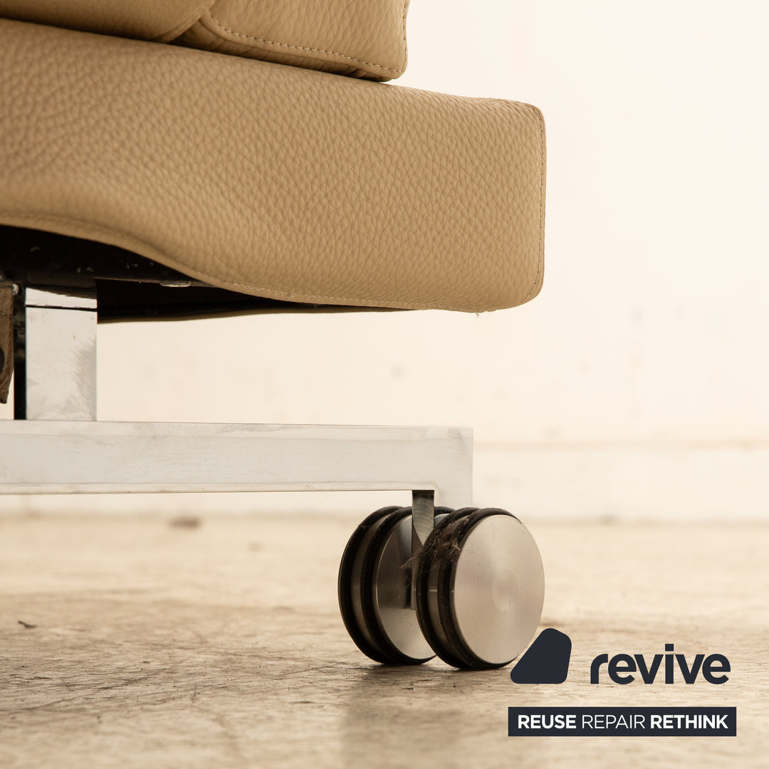 Brühl Moule (medium) Leder Sofa Creme Zweisitzer Relaxfunktion Funktion Couch