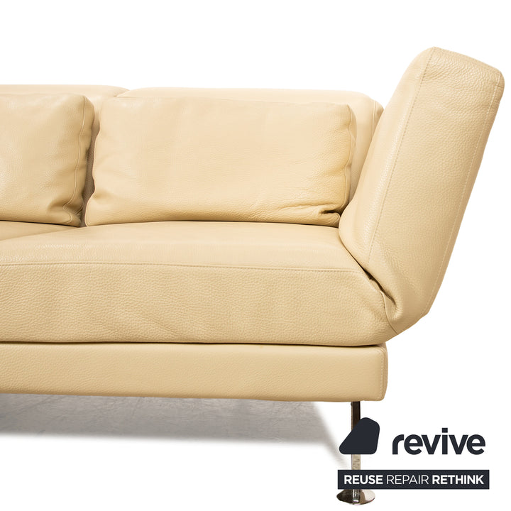 Brühl Moule (medium) Leder Sofa Creme Zweisitzer Relaxfunktion Funktion Couch