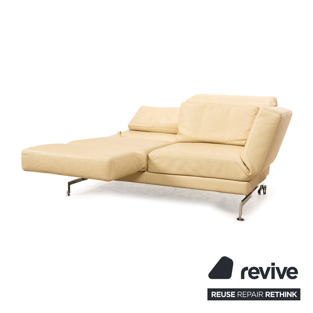 Brühl Moule (medium) Leder Sofa Creme Zweisitzer Relaxfunktion Funktion Couch