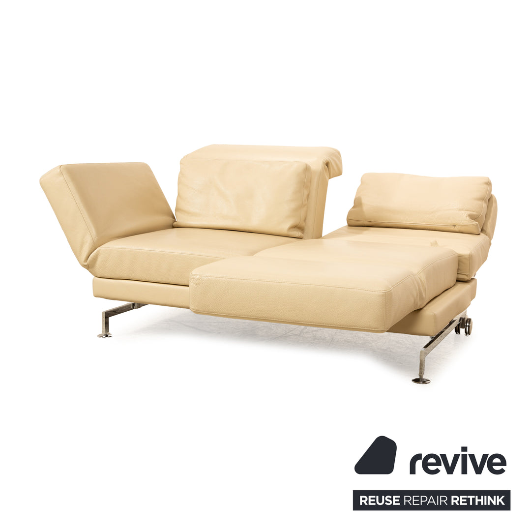 Brühl Moule (medium) Leder Sofa Creme Zweisitzer Relaxfunktion Funktion Couch