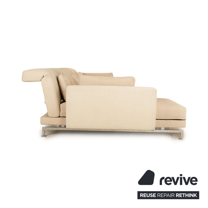 Brühl Moule Stoff Ecksofa Beige manuelle Funktion Recamiere Links Sofa Couch Schlaffunktion