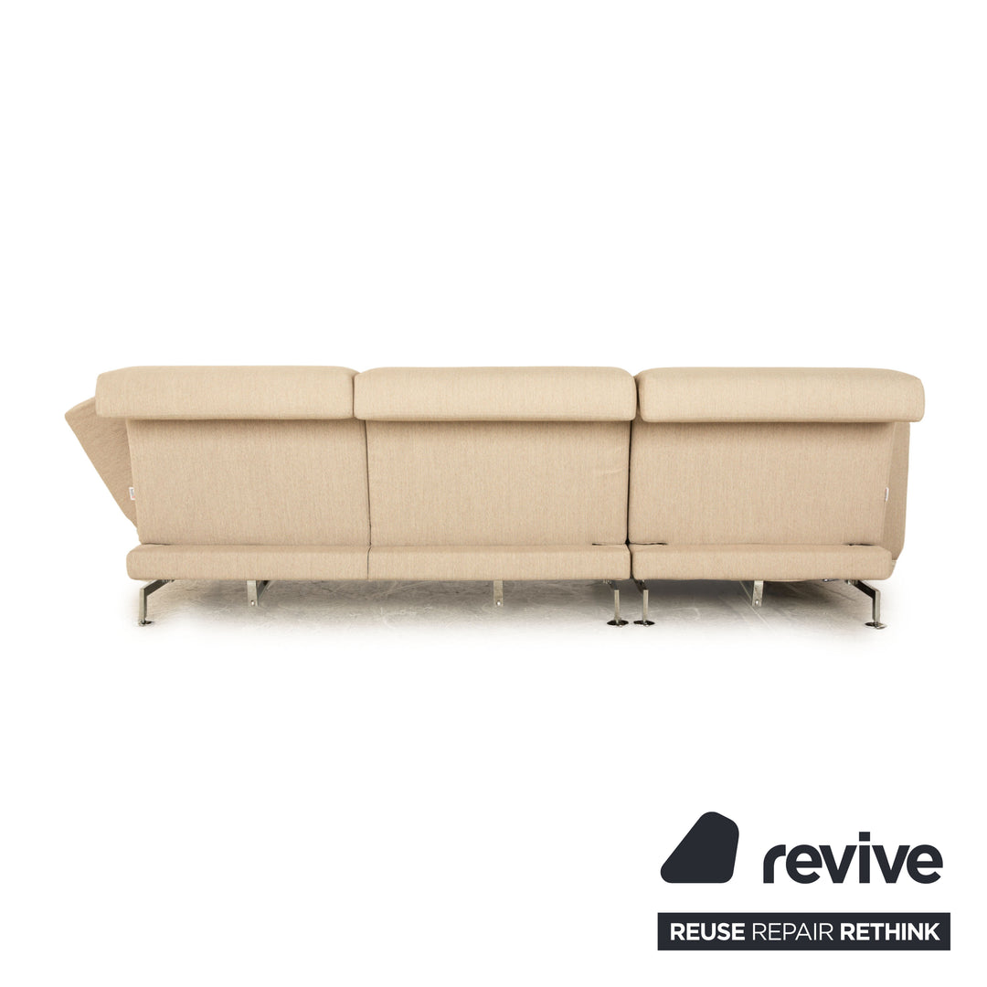 Brühl Moule Stoff Ecksofa Beige manuelle Funktion Recamiere Links Sofa Couch Schlaffunktion