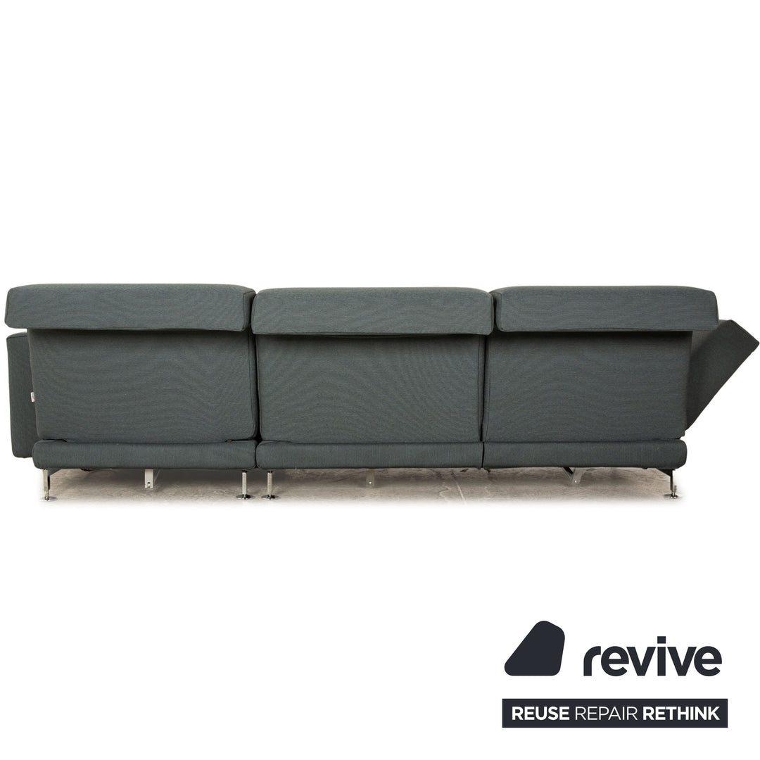 Brühl Moule Stoff Ecksofa Blau Grau Couch manuelle Funktion Recamiere rechts Neubezug