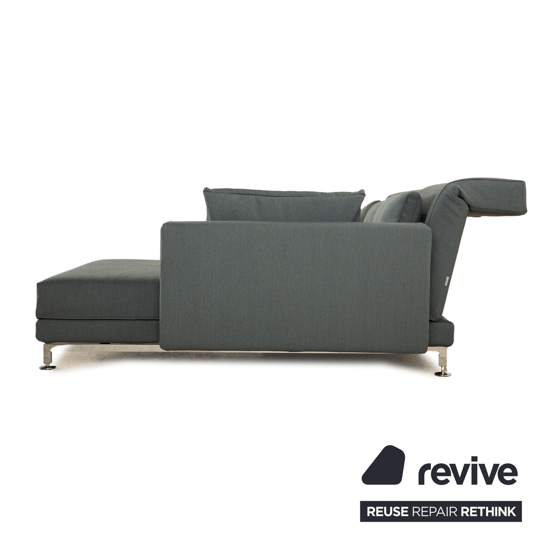 Brühl Moule Stoff Ecksofa Blau Grau Couch manuelle Funktion Recamiere rechts Neubezug