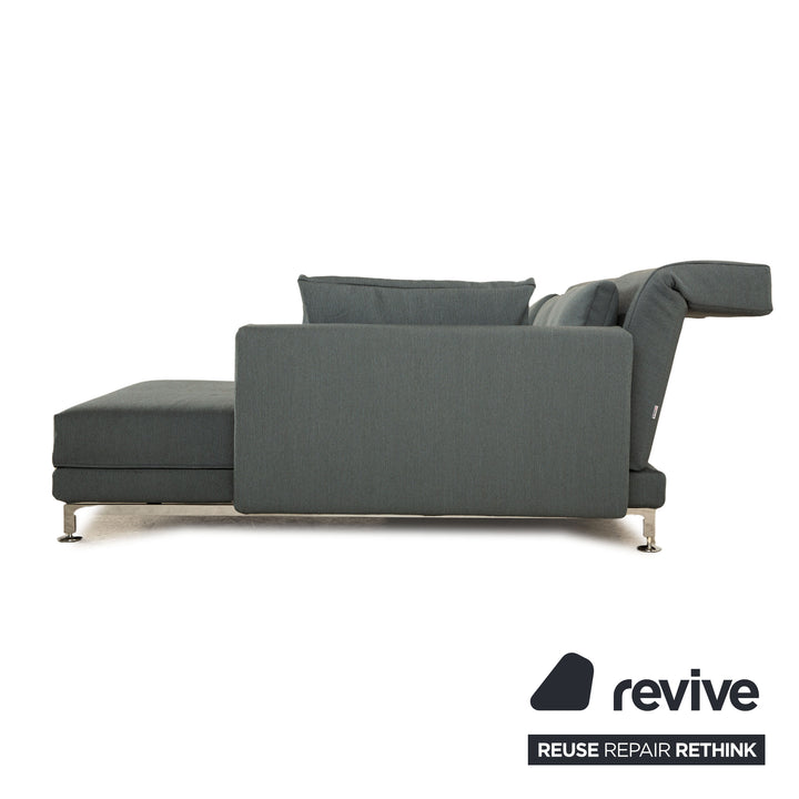 Brühl Moule Stoff Ecksofa Blau Grau Couch manuelle Funktion Recamiere rechts Neubezug