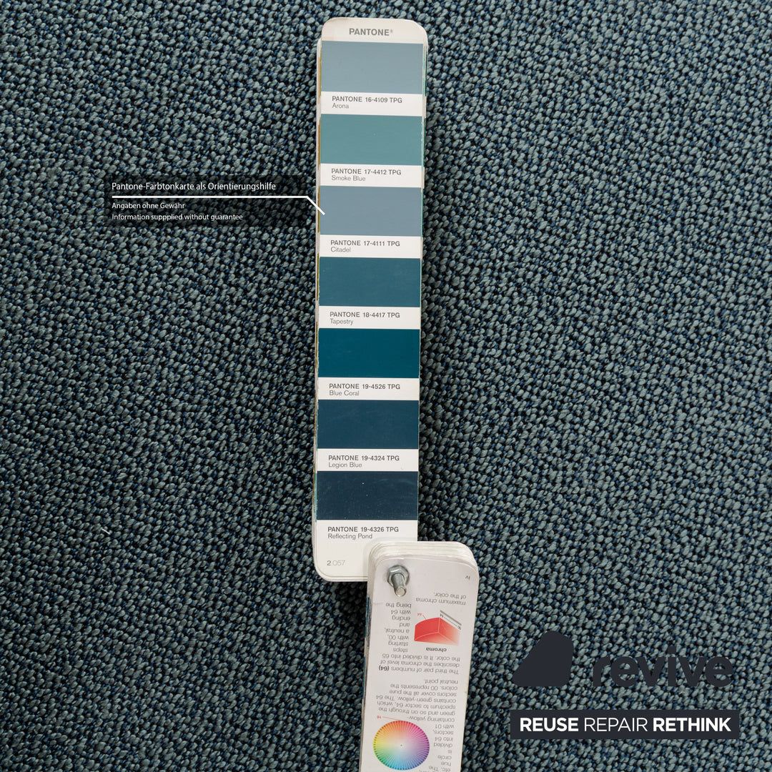 Brühl Moule Stoff Ecksofa Blau Petrol Recamiere Rechts manuelle Funktion Sofa Couch Schlaffunktion Neubezug