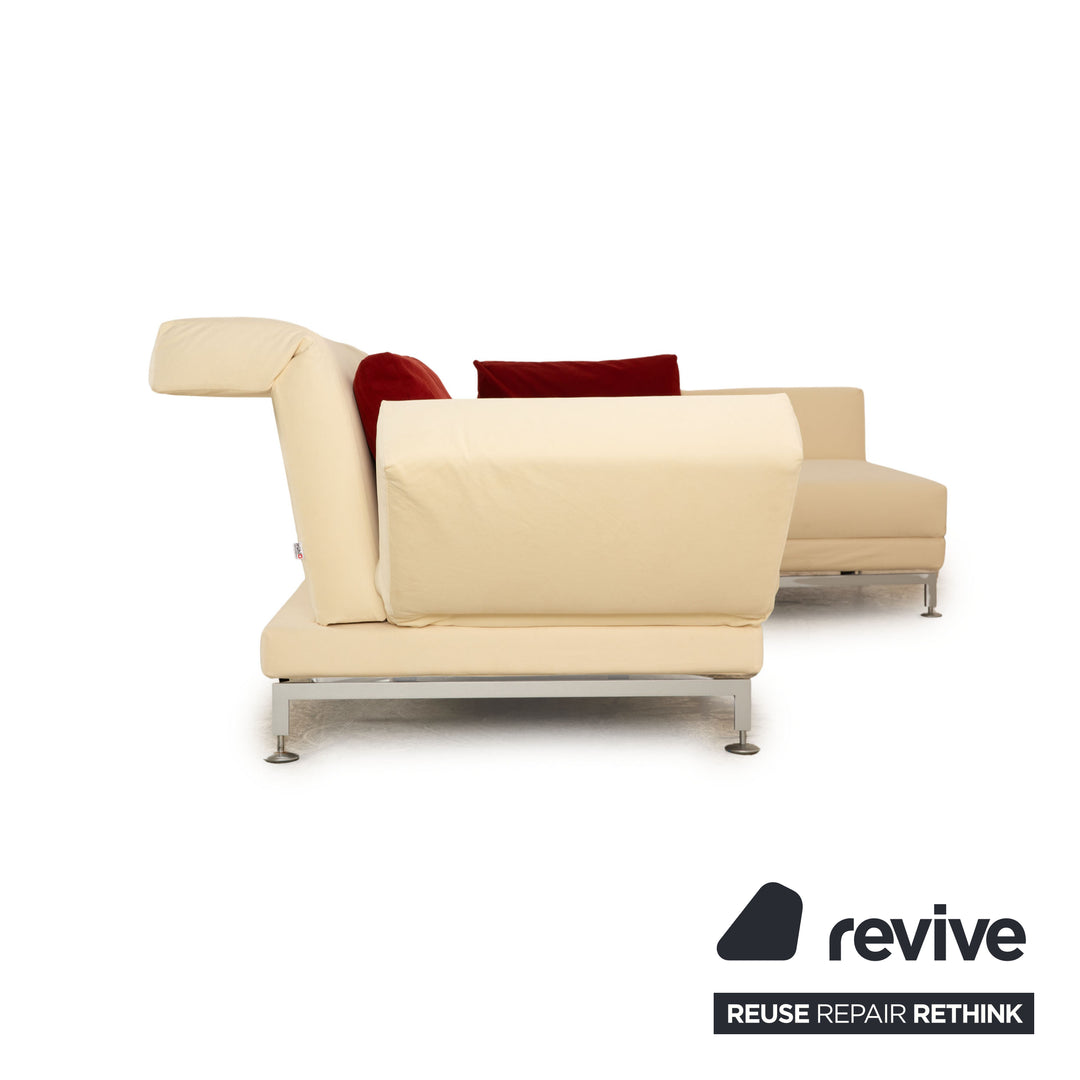 Brühl Moule Stoff Ecksofa Creme Recamiere Rechts manuelle Funktion Sofa Couch Schlaffunktion