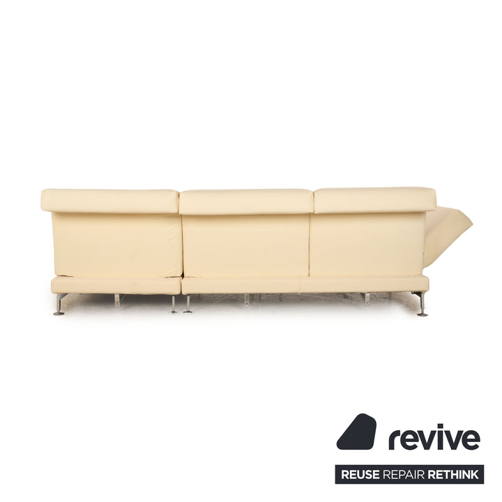 Brühl Moule Stoff Ecksofa Creme Recamiere Rechts manuelle Funktion Sofa Couch Schlaffunktion
