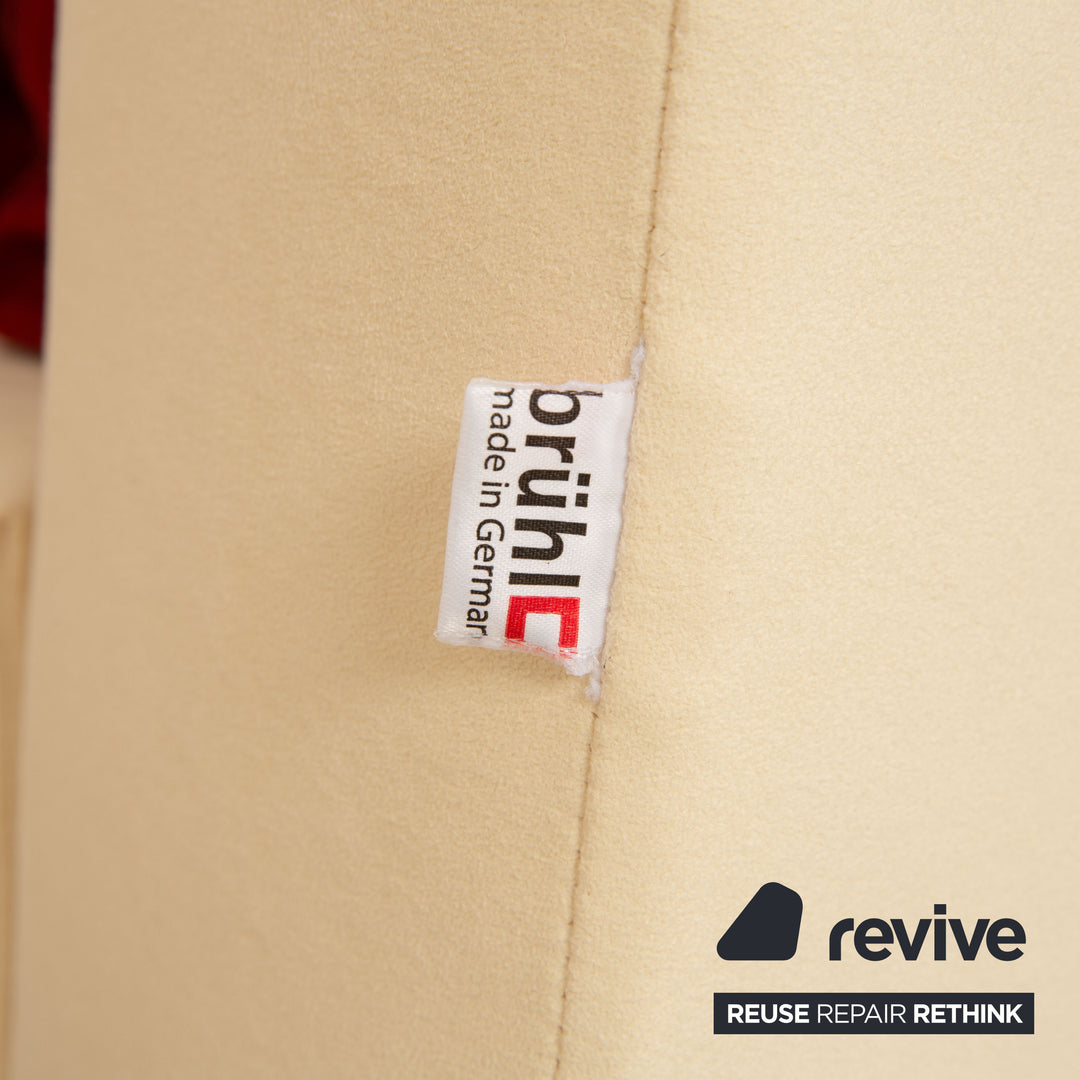 Brühl Moule Stoff Ecksofa Creme Recamiere Rechts manuelle Funktion Sofa Couch Schlaffunktion